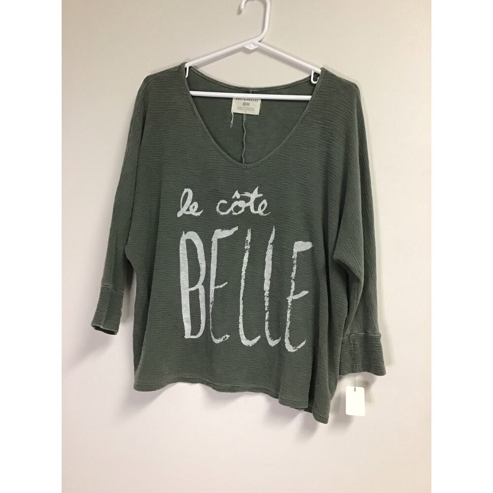 Sol Angeles Anthropologie Green Graphic Women Shirt‎ Size Extra Small